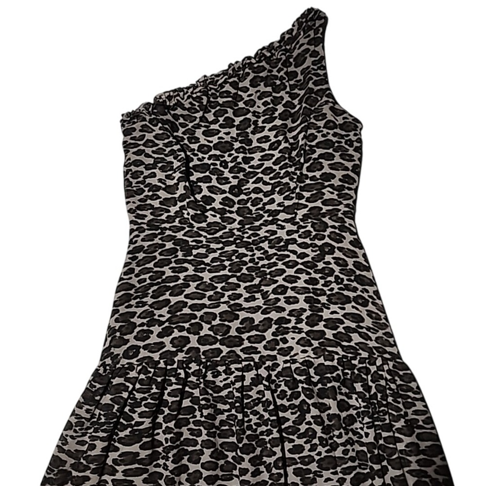 Taylor Tiered Maxi Dress‎ 6 Animal Print One Shoulder Sleeveless Mob Wife Multi